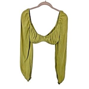 Emory Park Womens Green Underwire Cropped Top Size S Long Sleeves Fairy Festival